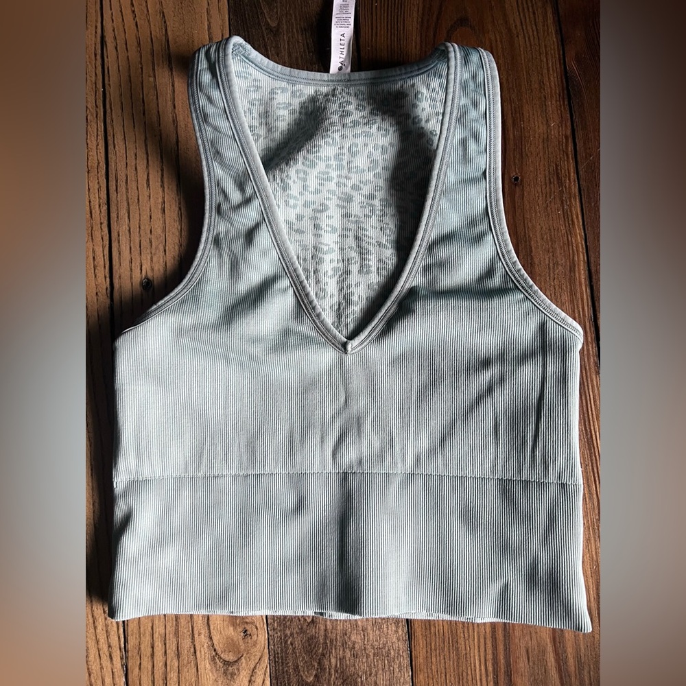 ATHLETA • Aurora crop rib tank camisole cami Vneck animal print sports bra - Picture 7 of 11
